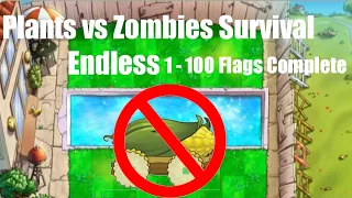 Plants vs Zombies - Survival Endless:1 - 100 Flags Complete(Cobless And Mowerless)