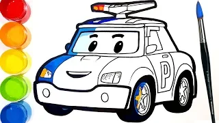 ROBOCAR POLI drawing and coloring . learn colors . Tim Tim TV