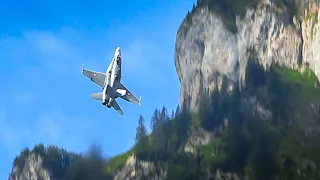 Swiss F/A-18 Hornet showing off in the beautiful Swiss Alps - ZigAirMeet Mollis 2023