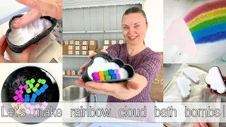 How to make floating cloud bath bombs with hidden embeds that shoot out rainbow jets of colour