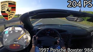 1997 Porsche Boxster 986 Tiptronic 2.5 l (204 PS) POV Testdrive AUTOBAHN Beschleunigung & Speed