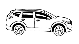 How to draw Honda CR-V step by step - Honda CR-V Car Drawing Easy - How to draw a car