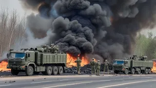 Just arrived 1000 US and British armored vehicles destroyed by Russian missiles on the border