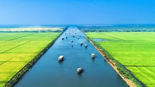 KERALA  ALAPPUZHA HOUSE BOAT BACKWATERS AERIAL VIEW 4K