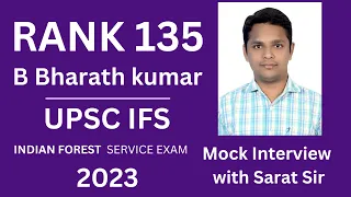 IFS topper Banothu Bharath Kumar  Rank 135 Mock Interview - Sarat Chandra IAS Academy