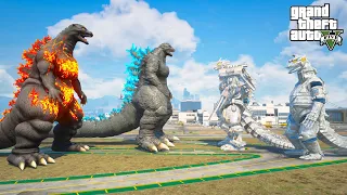 Burning Godzilla and Godzilla Rider vs Kiryu and Showa Mechagodzilla - GTA 5 Mods