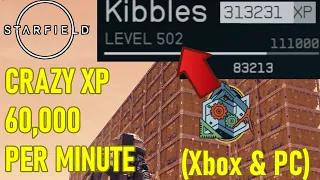 Level up FASTER! 60,000 xp PER MINUTE in Starfield, fast leveling xp farm xbox & PC, outpost guide