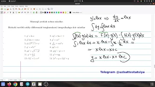 Matematika Attestatsiya 27.04.2024 Differensial Tenglamala va Integral yechimlari