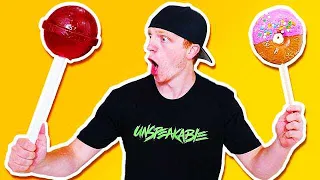 GIANT CANDY CHALLENGE! GIANT LOLLIPOP, DONUT, & MORE!