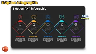 98.PowerPoint FLAT design - 5 Step Line Infographic | Office 365 | Free Download