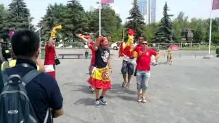 Spanish fans near Donbass-Arena