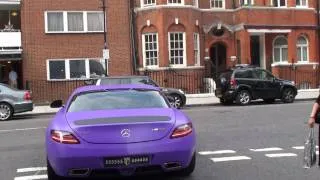 ARAB MATT PURPLE SLS AMG CRUSING IN LONDON!!!!!!!!!