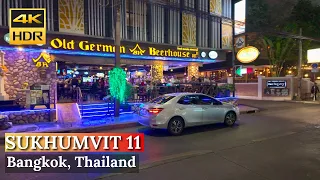 [BANGKOK] Night Walking in Downtown Bangkok Sukhumvit 11| Thailand [4K HDR]
