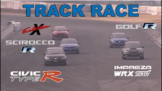 Track Race #50 | Golf R vs Scirocco R vs EVO X vs Impreza vs Civic Type R