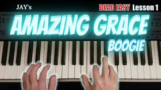 WOW! You CAN play Amazing Grace Boogie Woogie Piano Style ! Beginners Easy Tutorial Piano Lesson !
