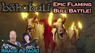 Baahubali: The Conclusion - Epic Flaming Bull Battle Scene (and spicy Indian snack reaction!)