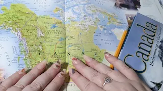 ASMR ~ Canada History & Geography ~ Soft Spoken Map Tracing Page Turning