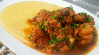 FRANGO AO MOLHO COM POLENTA CREMOSA-RECEITA SIMPLES DE FAMÍLIA