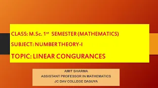 001: SOLUTION OF SINGLE LINEAR CONGRUENCE