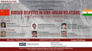 IMPRI International Webinar on Border Disputes in Sino-Indian Relations: Past, Present and Prospects