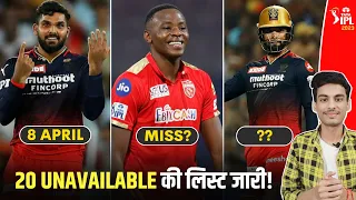 All Teams UNAVAILABLE PLAYERS List | IPL 2023 injured/doubtful players list | IPL 2023 | IPL News