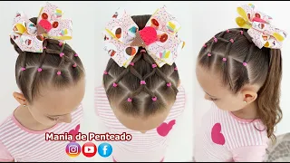 Penteado Fácil com Ligas, Coque ou Amarração | Easy Bun or Ponytail Hairstyle for Little Girls 🥰