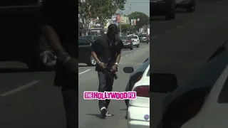 Travis Scott Is Mistaken For ASAP Rocky By A Hollywood Tour Bus While Out Shopping On Melrose Ave.