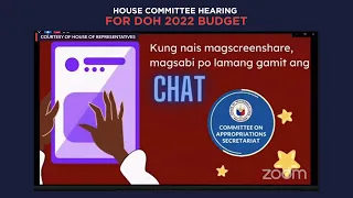 House committee hearing for the DOH 2022 budget