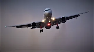 Storm Dudley Titan Airways Boeing 757 GO AROUND at Manchester Airport with Manchester City Onboard!