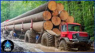 45 Extreme DANGEROUS Huge Wood Logging Truck