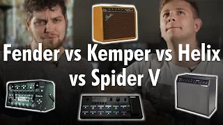 Fender Princeton (Real Amp) vs Line 6 Helix vs Spider V vs Kemper Profiler | BLIND TEST