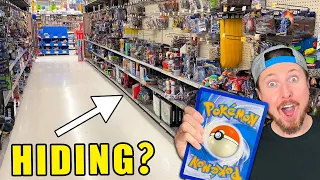 Searching UNDER a Walmart Shelf for HIDDEN Pokemon Cards! (opening it)