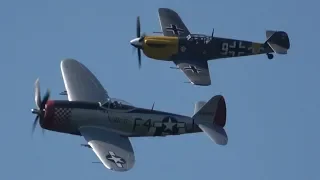 4Kᵁᴴᴰ Republic P-47D Thunderbold & Hispano HA-1112 Buchon (Bf 109G) @Oldtimer Meeting Hahnweide 2019