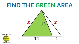 find the green area | isosceles triangle | area triangle | semicircle | Masterclass Geometry