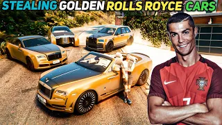 Gta 5 - Stealing Luxury Golden Rolls Royce Cars With Cristiano Ronaldo! (Real Life Cars #40)