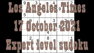 Sudoku solution – Los Angeles Times sudoku 17 October 2021 Expert level