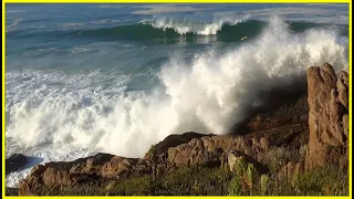 60min ocean waves crashing into rocky shore - HD - sounds of the ocean in stereo