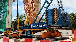 Impressive Massive Crawler Crane Sarens Liebherr LR1750 Spotted.