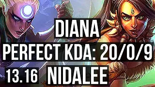 DIANA vs NIDA (JNG) | 20/0/9, Rank 4 Diana, Legendary | TR Challenger | 13.16