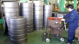 The process of making a mortar mixer. Japanese mixer manufacturing factory.