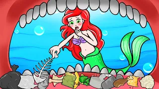 Clean the trash in the dolphin's stomach - A Little Mermaid | Stop Motion Paper