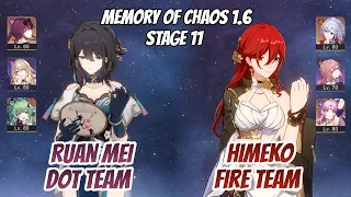 Ruan Mei x Kafka & Himeko Fire Team Memory of Chaos Stage 11 (3 Stars) | Honkai Star Rail