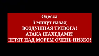 Одесса 5 минут назад. ВОЗДУШНАЯ ТРЕВОГА! АТАКА ШАХЕДАМИ! ЛЕТЯТ НАД МОРЕМ ОЧЕНЬ НИЗКО!