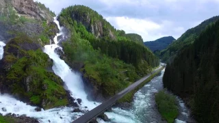 Låtefossen, twice waterfall in Norway