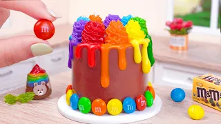 🌈 Rainbow Chocolate Cake 🍫 Miniature Chocolate Cake Decorating With M&M Candy | Mini Satisfying