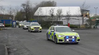 Driver training convoy leaving Openshaw police complex.