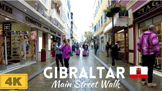 🇬🇮[4K] GIBRALTAR Main Street Walking Tour | Pleasant Day in March 2023 | UK