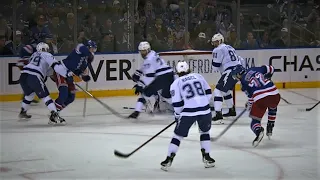 Filip Chytil Out Front Buries the Pass From Kakko for the 3-2 Lead