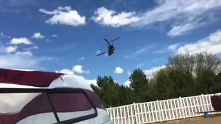 Chinook taking off overhead