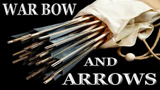 Yew War Bow English Longbow and Medieval style arrows for a military museum, warbow
